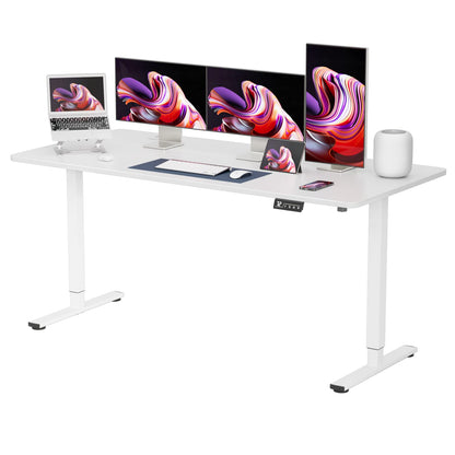 YESHOMY Height Adjustable Electric Standing Desk 63 inch Computer Table, Home Office Workstation, 63in, White Leg/White Top - WoodArtSupply