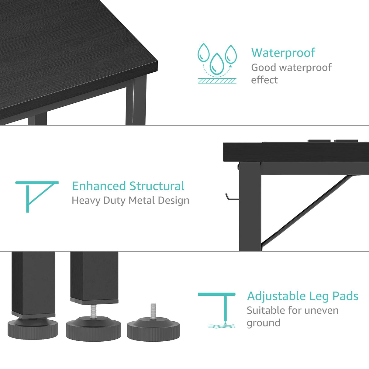 Lufeiya 39 inch Computer Desk with Power Outlet, 40 inch Teen Study Table Home Office Work Writing Desks with Charging Station Outlets Built in, Black Lufeiya
