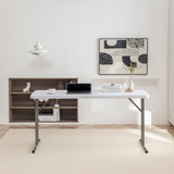 BTEXPERT 5-Foot - 60" Long White Plastic Folding Seminar Training Table Portable 18" Wide Narrow, 29" High, Events Indoor Outdoor Lightweight BTEXPERT