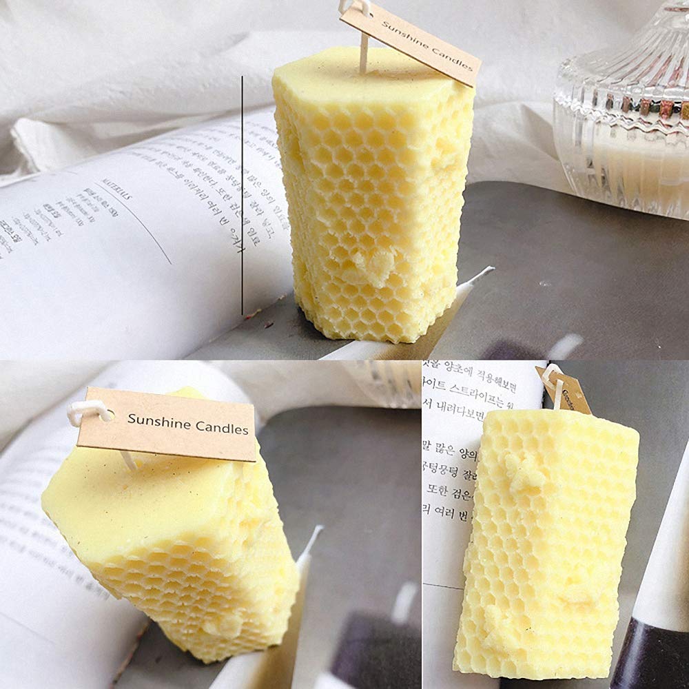 Fewo 2 Pack 3D Bee Honeycomb Candle Molds Beehive Silicone Mold for Homemade Beeswax Candle Soap Hand Lotion Bars Crayon Wax Melt Hives Candle Making Supplies Fewo