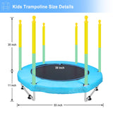 Indoor Trampoline for Kids Ages 1-8, 55" Small Outdoor Toddler Trampoline with Safety Enclosure Net, No-Gap Safe Design, Baby Round Jumping Mat, Recreational Trampolines Birthday Gifts for Boys Girls BIGOU
