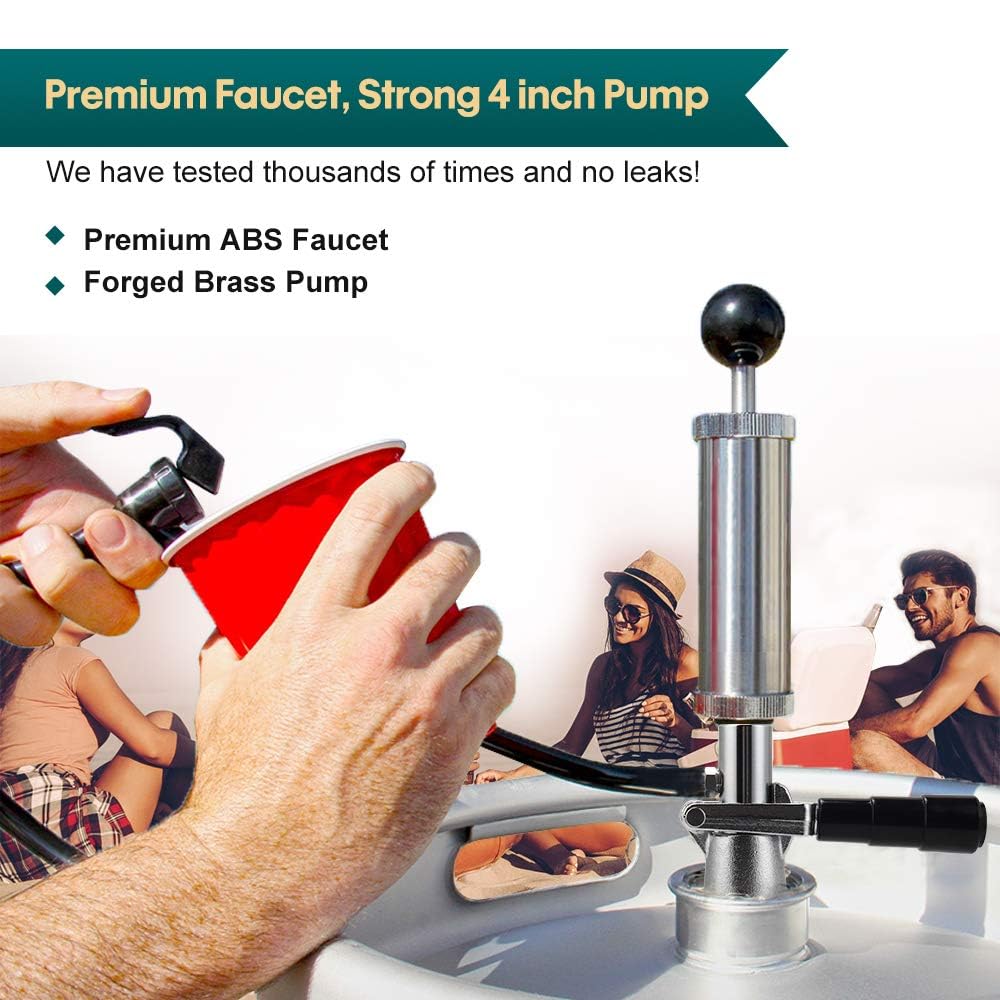 FERRODAY 4" Beer Keg Tap Heavy Duty Complete D-System Keg Pump US Beer Keg Pump for Sankey Keg Party Pump Picnic Keg Tap Keg Hand Pump Draft Beer Kegerator Pump Easy Lock 4 Inch Keg Pump Soda Pump Ferroday