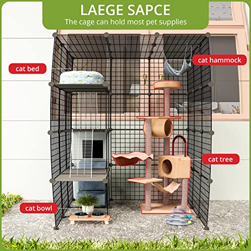 Eiiel Outdoor Cat Enclosure,Largr Cages,Catio with Super Large Enter Door,House Balcony Cat Playpen with Platforms,DIY Kennels Crate Large Exercise Place Ideal for 1-4 Cats Eiiel