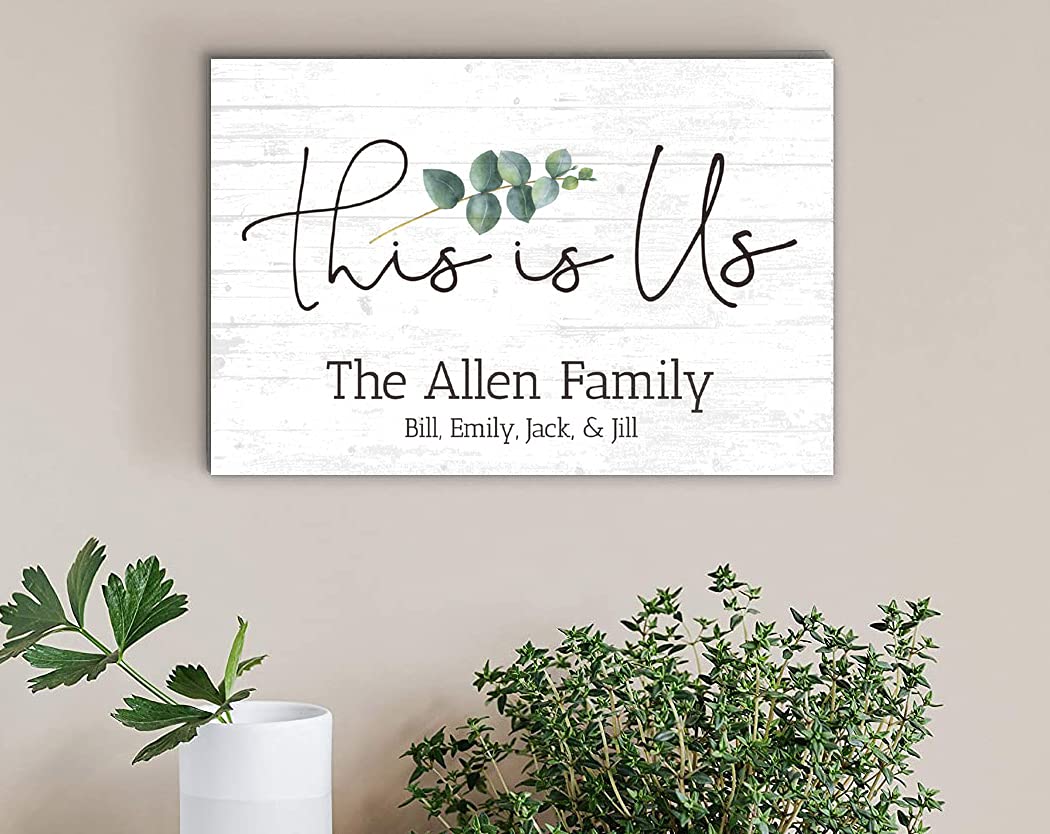 This is Us Sign Solid Wood Personalized Family Farmhouse Decor Wall Art - 16.5” x 10.5” - WoodArtSupply