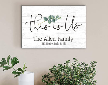 This is Us Sign Solid Wood Personalized Family Farmhouse Decor Wall Art - 16.5” x 10.5” - WoodArtSupply