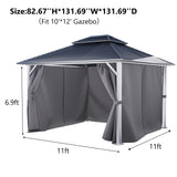 Aoodor 10' x 12' Gazebo Curtain Set Protecting Privacy Side Walls 4 Panels,Curtain Only (Grey) Aoodor