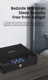 Biometric Gun Safe with 3 Unlock Ways - ≤0.1s Fast Fingerprint Access, Voice Prompt Function, Secure Steel Lockbox, Fits Handguns & Revolvers, Perfect for Living Room, Bedroom Storage & In-Car Use Generic