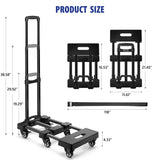 KEDSUM Upgraded Folding Hand Truck, 600lbs Heavy Duty Foldable Dolly Cart, Adjustable Handle Luggage Cart, Utility Cart with 6 Wheels & 2 Lashing Straps for Airport, Travel, Moving, Shopping, Office KEDSUM