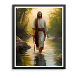 Natuyalo Paint by Numbers Kit for Adults Beginners and Kids, 16" Wx20 L Canvas Pictures Drawing Acrylic Paintwork with 3 Pcs Paintbrushes, Jesus Walking in The Rriver Natuyalo