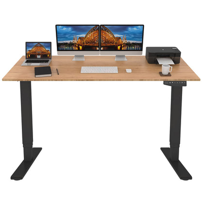 FLEXISPOT Pro Bamboo 3 Stages Dual Motor Electric Standing Desk 72x30 Inch Whole-Piece Board Height Adjustable Desk Electric Stand Up Desk Sit Stand Desk(Black Frame + Bamboo Desktop) - WoodArtSupply