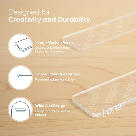 30 Pieces Acrylic Bookmark Blanks- 3mm Thicken Clear Acrylic Bookmarks with 30 Pcs Ribbon for Reading Lovers DIY Crafts Presents, Graduation Back to School Presents YOPPIX