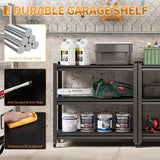 Firstsky Metal Garage Work Bench with Wheels,3-Tier Garage Roling Workbench,Adjustable Black Workshop Bench,Mobile Garage Workstation,Heavy Duty Work Table,33.5''W*17.7''D*31.5”H Tool Table On Wheels Firstsky