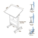 KOUPA Adjustable Height Standing Desk, Writable Tempered Glass Desktop with Eraser, 360° Flip, Wheels and Bag– Ideal for Small Spaces and Home Offices, 24 in, White(Adjustable Height: 32-47 in) KOUPA