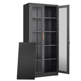 71''Glass Display Cabinet, Black Curio Cabinet With Lock, Display Case with 4 Adjustable Shelves, China Cabinets with Glass Doors,Showcase Display Cabinet ,Tall Liquor Bookshelf for Home Office Pantry TIMELESS PIECES