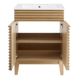 Modway Render Vanity Floor, 24 Inch, Oak/White Sink Modway