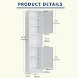 YAUWOH Tall Metal Storage Cabinet, Metal Locker Storage Cabinet with 3 Adjustable Shelves and 2 Doors,Sideboard for Small Spaces, Living Room, Home Office, Dining Room,White YAUWOH