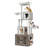 VEVOR Large Cat Tree with Litter Box Enclosure, 72.83 inches Tall, 2-in-1 Cat Tower, Multi-Level Cat Condo Furniture with Sisal Scratching Posts, Perches, Hammock, Big Kittens House for Indoor Cats VEVOR