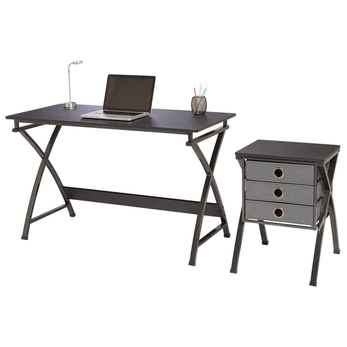 Realspace® X-Cross 48"W Computer Desk With File Cabinet, Black Realspace