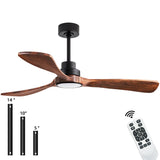 dearnow 52" Wood Ceiling fan, (with light with remote control) with 3 solid wood blades, wooden ceiling fan for indoor and outdoor use, suitable for living room, dining room, patio and more. dearnow