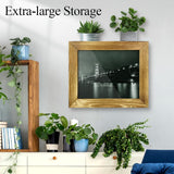 Hidden Gun Storage - Gun Safe Pistol Storage, 11"x14" Matted to 8"x10" Concealment Furniture Secret Decor Solid Wooden Handgun Picture Frames Box Homvle