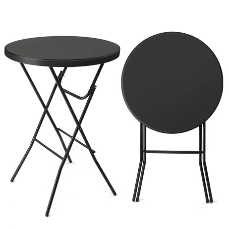 VINGLI 32" Plastic Folding Round Table Bar Height, HDPE Matrial with Gray Metal Finish, High Top Table for Outdoor Party, Cafes, Restaurants, Backyard, Dining Room, Wedding Event,1 Pack, Black VINGLI