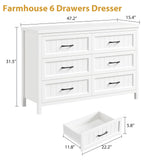 Jocoevol White Farmhouse 6 Drawer Dresser for Bedroom - Large Double Dressers TV Stand with Deep Drawers Dressers for Hallway, Entryway - Off White Jocoevol