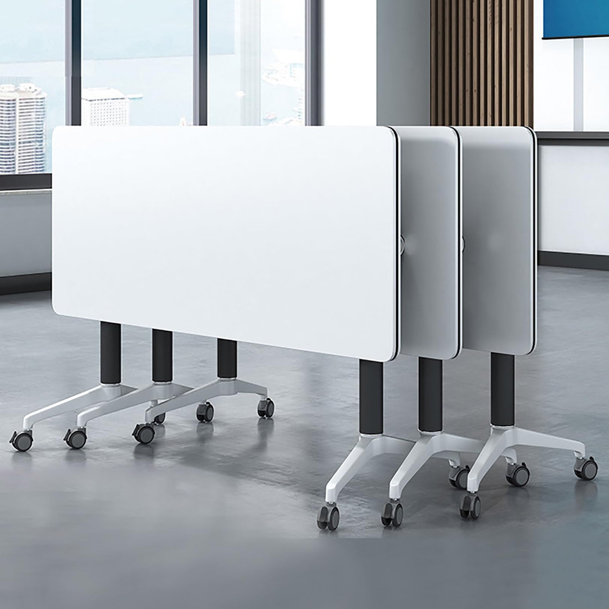 HSHBDDM Folding Conference Table Foldable Conference Table, Conference Rooms Flip Top Mobile Training Table, Folding Flip Top Office Meeting Table Mobile Conference Table for Office,Meeting Room HSHBDDM