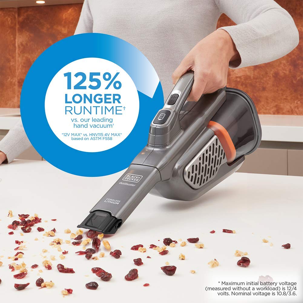BLACK+DECKER Dusbuster Handheld Vacuum, Cordless, Gray (HHVK415B01) BLACK+DECKER