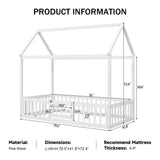 Merax Twin Size White House Bed with Fenced Design and Playful Door Merax