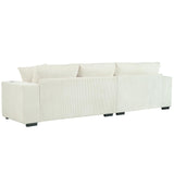 Merax Modern Oversized Corduroy Sectional Sofa with USB Charging Port,Cup Holder, Deep Seat Couch Sleeper Bed with 50" Chaise, Beige Merax