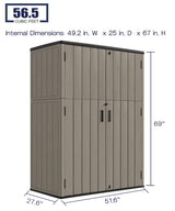 KINYING Outdoor Storage Cabinet Waterproof, 57 Cu.ft Resin Vertical Outdoor Storage Shed for Patio Furniture, Garden Tools, Pool Accessories, Mower Storage (Brown) KINYING