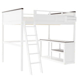 Bellemave Queen Loft Bed with Desk, Queen Size Loft Beds with Storage Shelves for Kids Adults Boys Girls Teens, White Bellemave