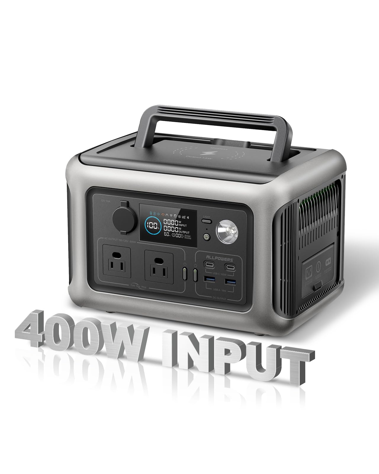 [Upgraded Version] ALLPOWERS R600 Super-Quiet Portable Power Station, 299Wh 600W LiFePO4 Battery Backup with UPS Function, 400W Max Input, MPPT Solar Generator for Outdoor Camping, RVs, Home  - WoodArtSupply