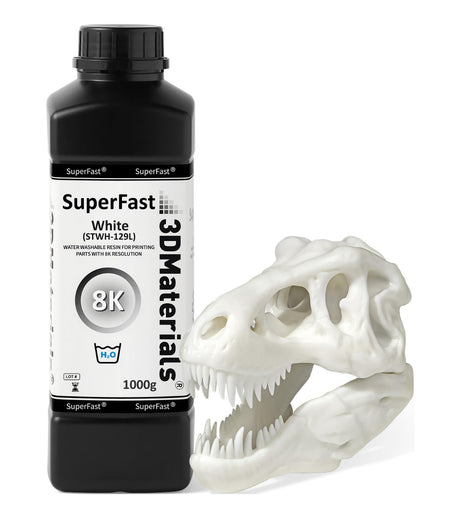 SuperFast 8K 3D Printer Resin Water Washable, 50um Print in 0.5 sec, Made in Korea by 3DMaterials (1000g, White) 3DMaterials