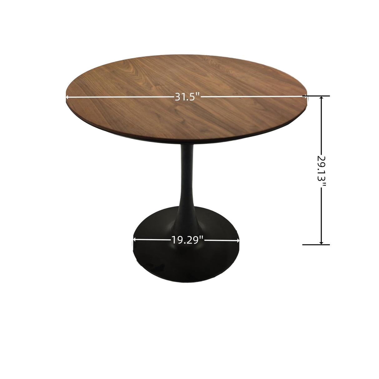 Walnut Round Tulip Dining Table – Mid-Century Style for 2-4 People YESGIGA