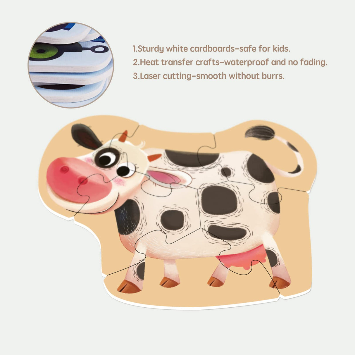 Toi 6 Packs Large Piece Toddler Jigsaw Puzzles for Kids Aged 2.5+, Animal Shaped Floor Puzzles for Beginner, Preschool Learning Game for Boys Girls, Farm Animals Toi