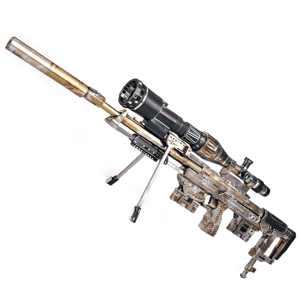 Microworld 3D Metal Puzzle, Mechanical Sniper Rifle Metal Model Kits, Brain Teaser DIY Challenge 3D Puzzle for Adult Art Craft Microworld