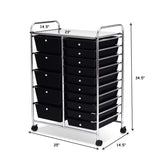 15 Drawer Rolling Storage Cart, Mobile Utility Cart with Lockable Wheels, Drawers, Multipurpose Organizer Cart for Home, Office, School, Black COSTWAY