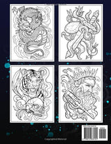 100 Tattoos: A Tattoo Coloring Book for Adults with Beautiful Tattoo Designs for Stress Relief, Relaxation, and Creativity WoodArtSupply
