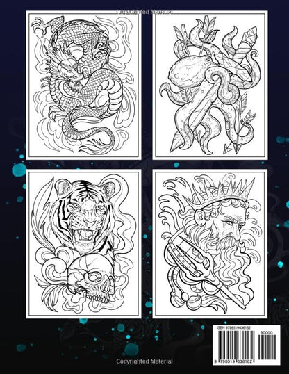 100 Tattoos: A Tattoo Coloring Book for Adults with Beautiful Tattoo Designs for Stress Relief, Relaxation, and Creativity