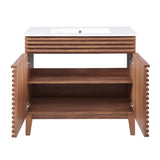 Modway Render 36" Bathroom Vanity in Walnut White Modway