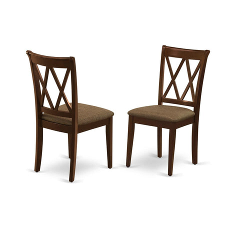 East West Furniture CLC-MAH-C Clarksville Dinette Chairs - Linen Fabric Upholstered Wood Chairs, Set of 2, Mahogany East West Furniture