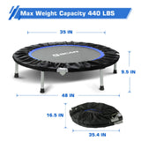 BCAN 48" Foldable Mini Trampoline Fitness Trampoline with Safety Pad, Rebounder Exercise Trampoline for Adults Indoor/Garden Workout, Max Load 440lbs, Black BCAN