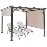 Tangkula 10 X 10FT Outdoor Pergola, Patio Furniture Shade Structure, Outdoor Steel Pergola Gazebo with Retractable Canopy Shades, Rustproof Metal Pergola for Patio, Backyard, Garden (Beige) Tangkula