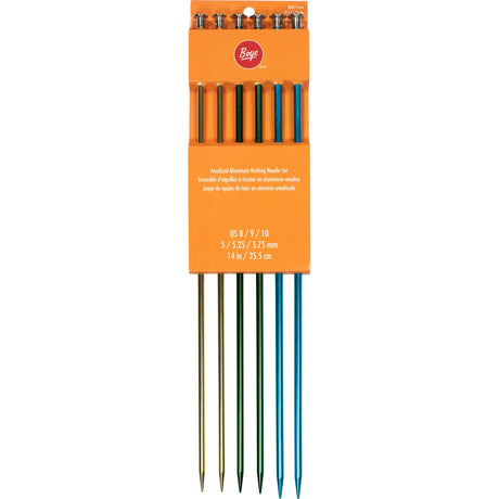Boye Anodized Aluminum Straight Knitting Needle Set, US Sizes 8, 9, 10, Multicolor Boye