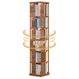 Athena Collection Rotating Bamboo Bookshelf, 6-Tier Floorstanding Corner Bookcase, 360-Degree Modern Open Book Storage Rack for Living Room Bedroom Office Furniture, Brown Athena Collection