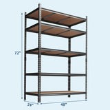 Storage Shelves 5 Tier Garage Shelving Heavy Duty Adjustable Metal Shelving Unit, Garage Shelves for Basement, Warehouse, Pantry, Closet, Kitchen 72 in H x 48 in W x 24 in D, Black Garvee