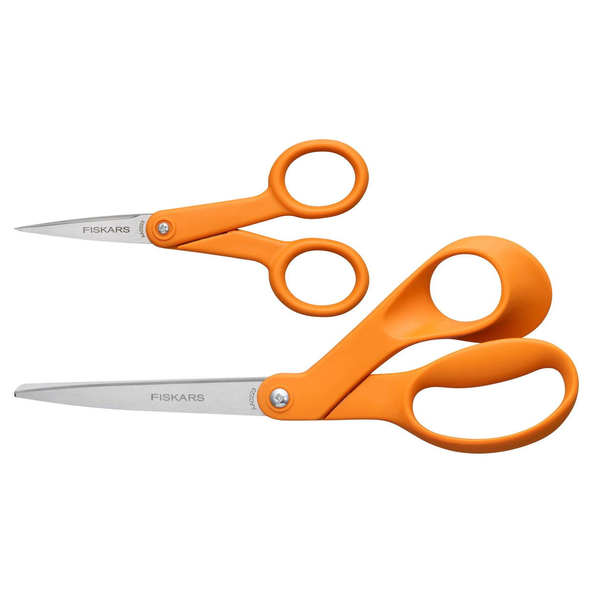Fiskars Original Orange Handled Scissors 2-Piece Set, 5" Micro Tip and 8" Stainless Steel Scissors, Paper and Fabric Supplies for Office and Arts and Crafts Set, Orange Fiskars
