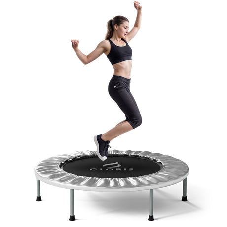 CLORIS 36'' Foldable Fitness Trampoline - Max Load 170lbs, Rebounder Indoor/Outdoor Fitness Body Exercise (Silvery) CLORIS