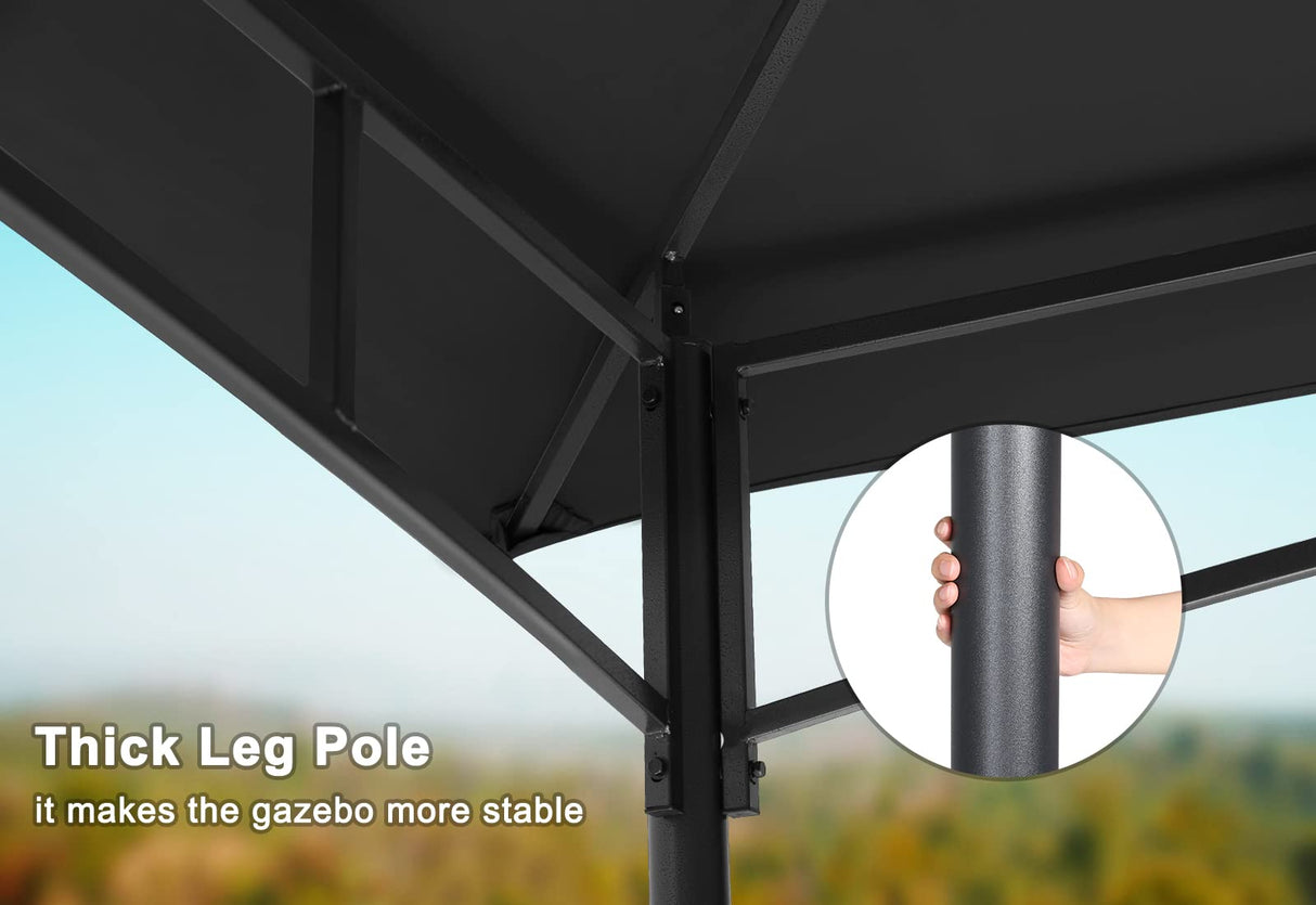 MASTERCANOPY Outdoor Garden Gazebo for Patios with Stable Steel Frame and Netting Walls (8x8,Black) MASTERCANOPY